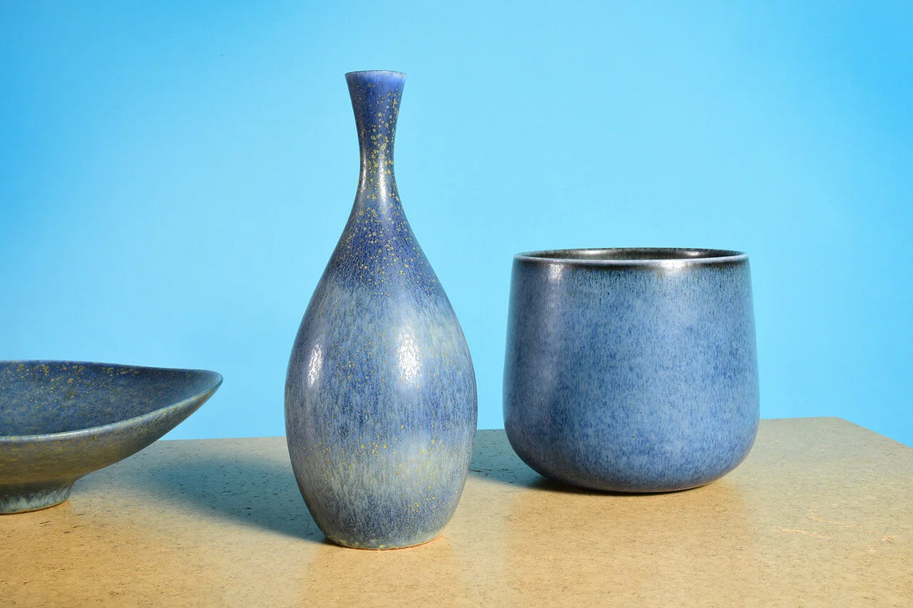 Carl-Harry Stålhane Blue Collection of Four Vessels Rörstrand Ab